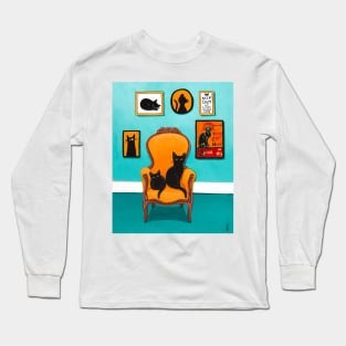 Black Cats, Turquoise Room Long Sleeve T-Shirt